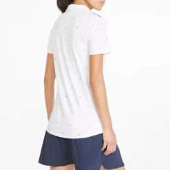 PUMA Women's CLOUDSPUN H8 Golf Polo Bright White/navy Blazer -Golf Apparel Shop unnamed file 9904