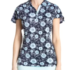 Sport Haley Women's Poppy Short Sleeve Print Golf Polo Midnight