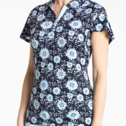 Sport Haley Women's Poppy Short Sleeve Print Golf Polo Midnight -Golf Apparel Shop unnamed file 9909