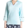 Sport Haley Women's Jasmine 3/4 Length Sleeve Solid Golf Polo Blue Mist -Golf Apparel Shop unnamed file 9915