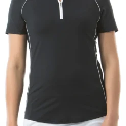 SanSoleil San Soleil Women's Sunglow Short Sleeve Sleeve Piping Trim Golf Polo White/navy