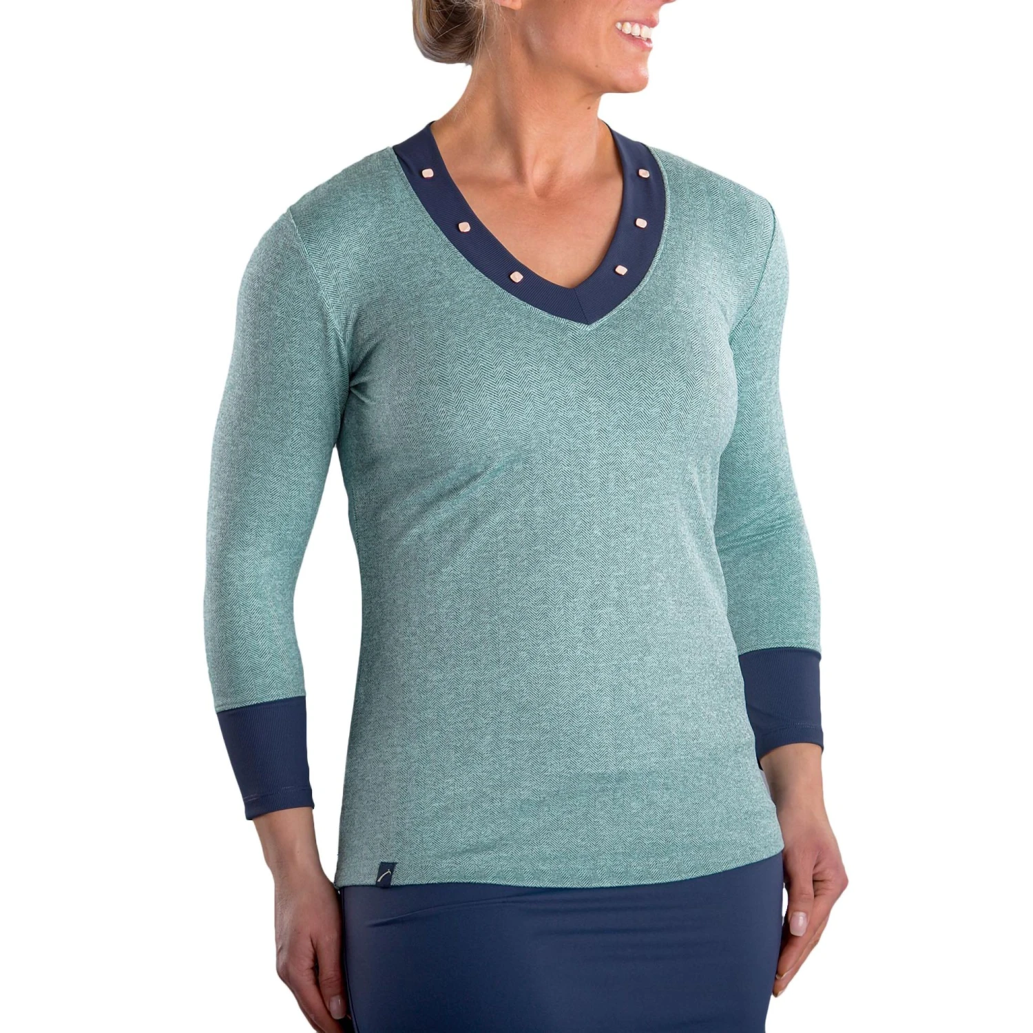 SwingDish Women's Nessa Heather Long Sleeve Golf Top Teal 3 SwingDish Women's Nessa Heather Long Sleeve Golf Top Teal